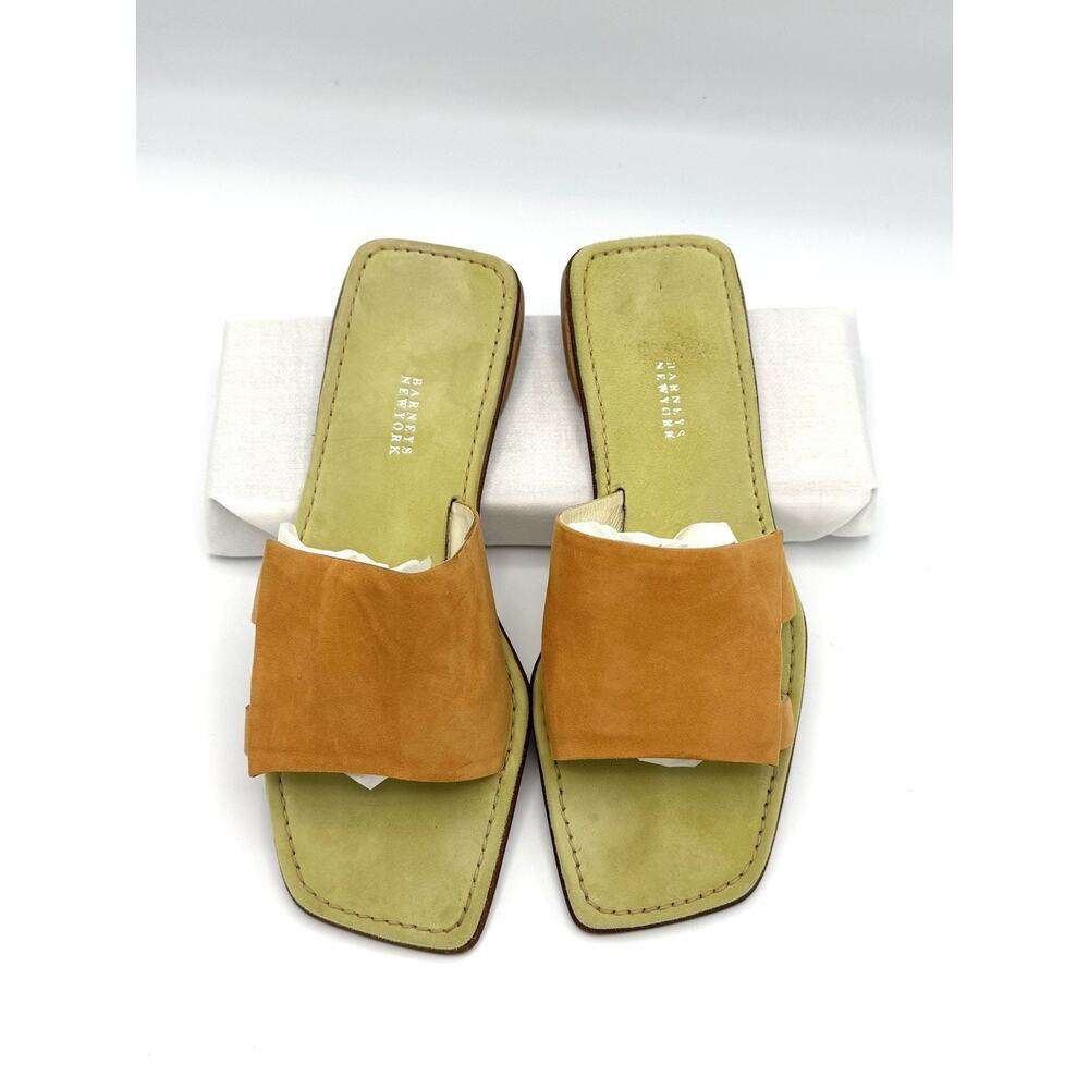 Barney’s New York Y2K Green And Orange Vintage Leather Suede Sandals Size 39
